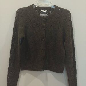 American Eagle Knit Cardigan Sweater, Cropped, Dark Brown, NWT